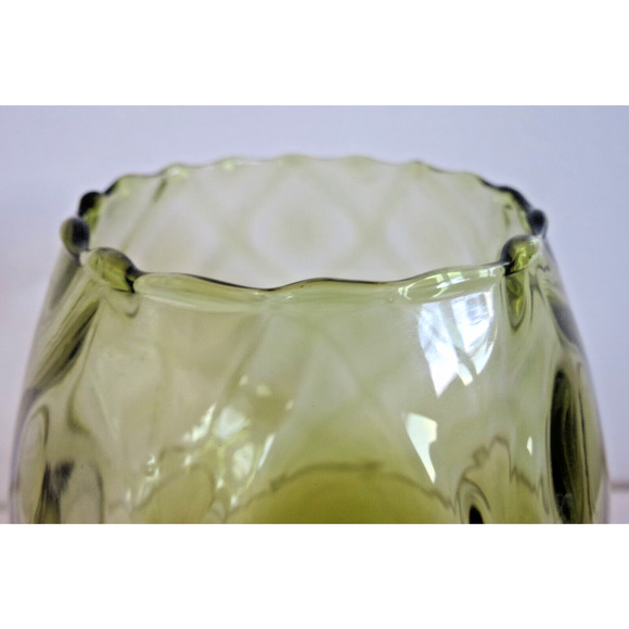 Mid Century Italian Empoli Olive Green Optic Glass Brandy Snifter 8.5" MCM Italy - Picture 3 of 7